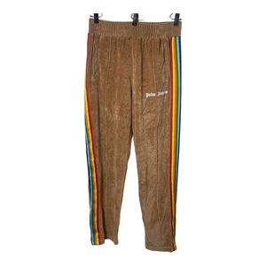 Mens brown  Palm Angels rainbow chenille track pants